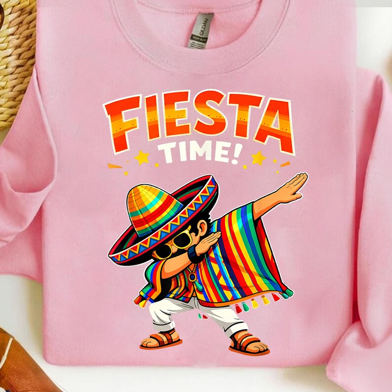 Fiesta Time PNG, Dabbing Boy With Sombrero & Poncho Design, Cinco De ...