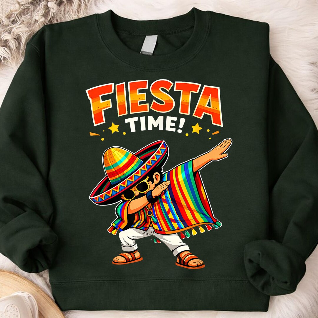 Fiesta Time PNG, Dabbing Boy With Sombrero & Poncho Design, Cinco De ...