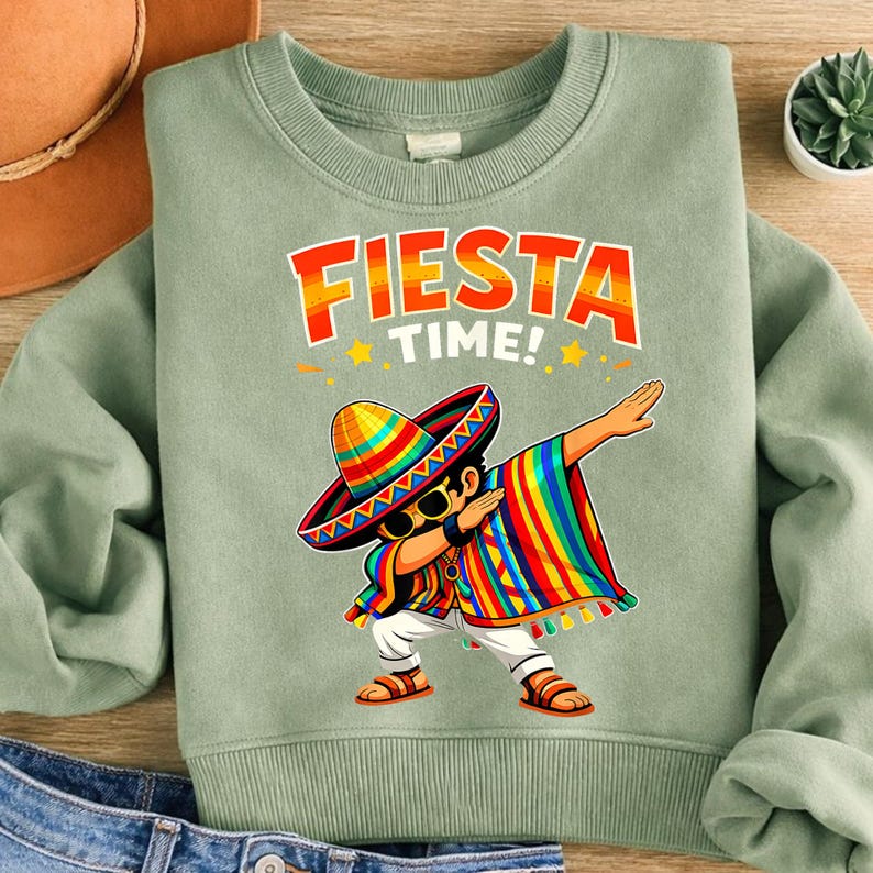 Fiesta Time PNG, Dabbing Boy With Sombrero & Poncho Design, Cinco De ...