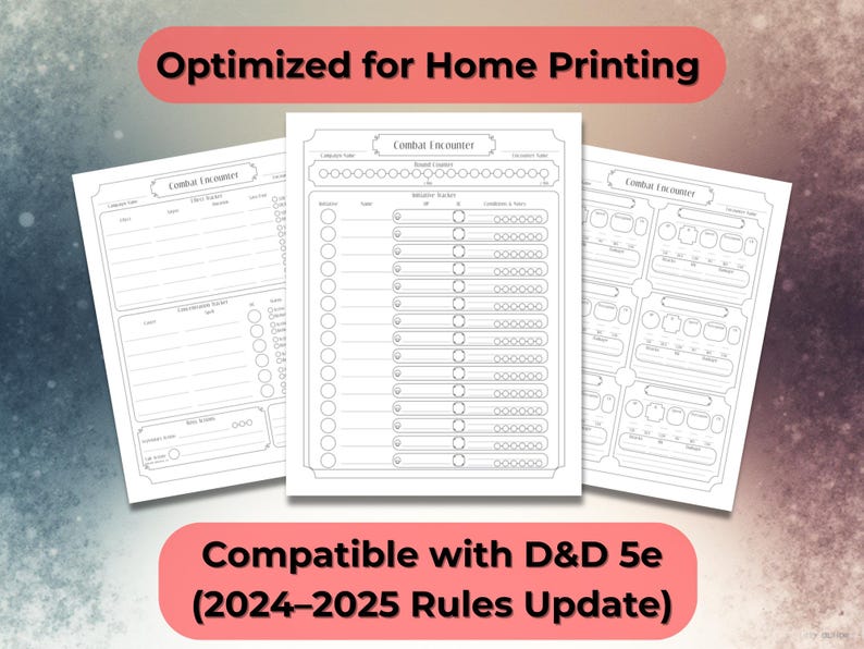 Dnd Combat Tracker | Printable DM Encounter Sheet | Initiative, HP ...