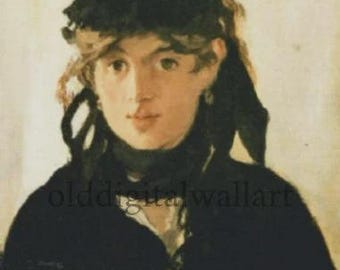 Edouard Manet 1884 "Berthe Morisot" Portrait, Impressionist Art Print (Digital Download) 19th Century Art, Gifts that give back