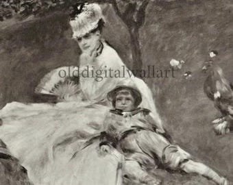 Renoir Art 1874 "Madame Manet & her Son" (Digital Download) Instant Impressionism Print, Gifts that Give Back