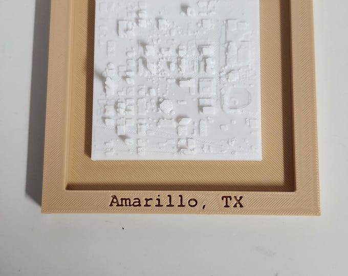 Featured listing image: 3D Printed Amarillo City Map | Texas Panhandle Topographic Architecture Art Desk Decor