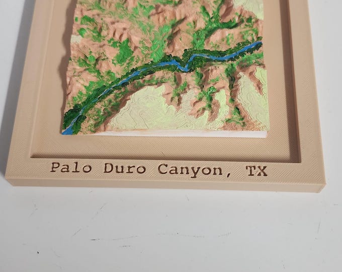 Featured listing image: Hand-Painted 3D Topographical Map of Palo Duro Canyon, Texas | Framed Canyon Terrain Decor