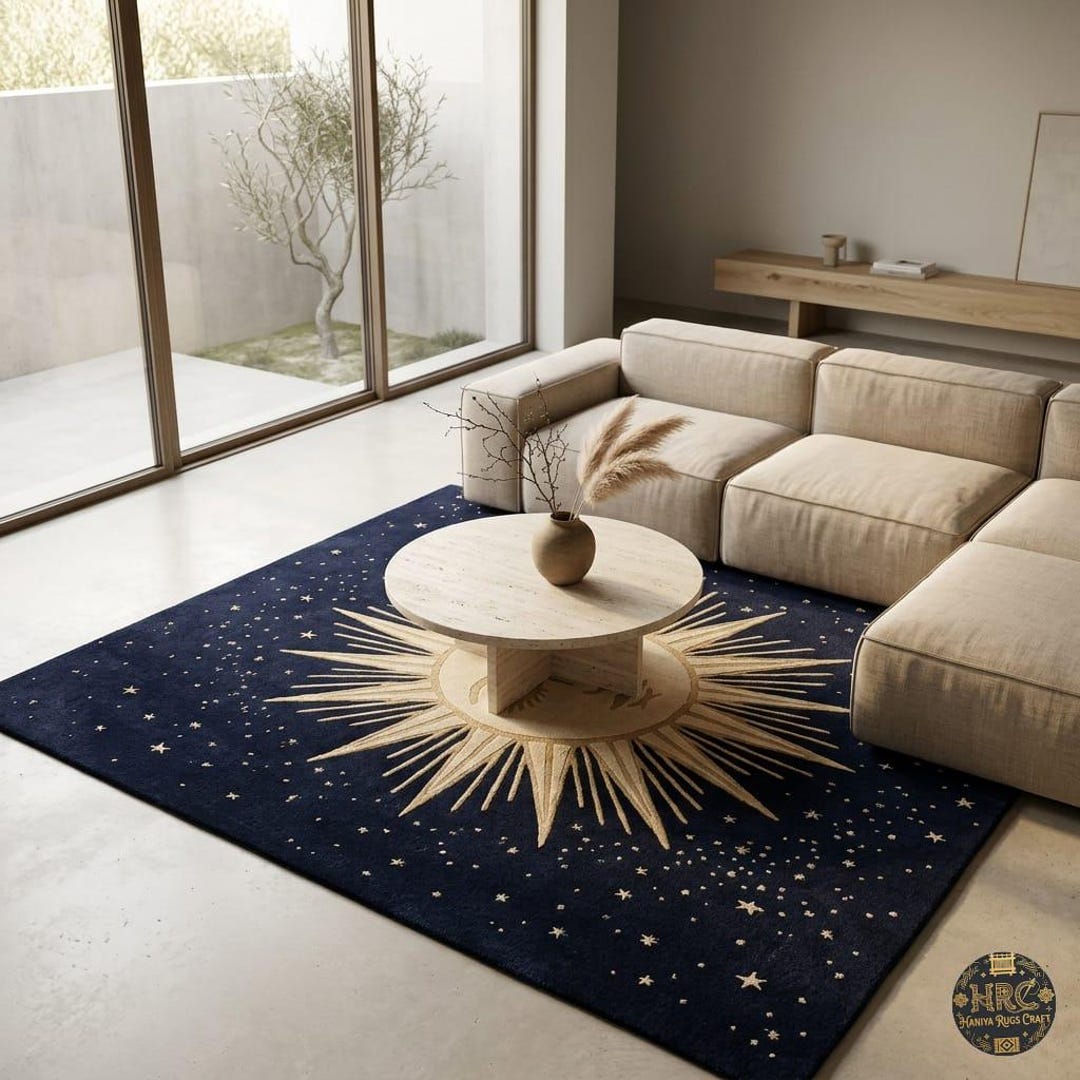 Celestial Rugs Handtufted Wool Celestial Rug, Sun Moon Dark Academia Carpet, Luxury ...