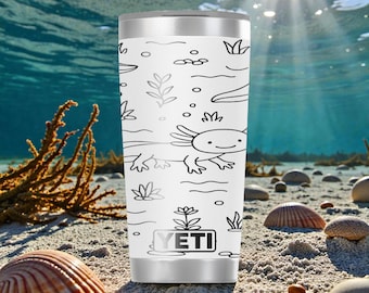 Niedlicher Axolotl gravierter YETI Rambler Edelstahlbecher mit MagSlider Deckel - 20 Unzen Wassertier Tasse - Axolotl Liebhaber Geschenk