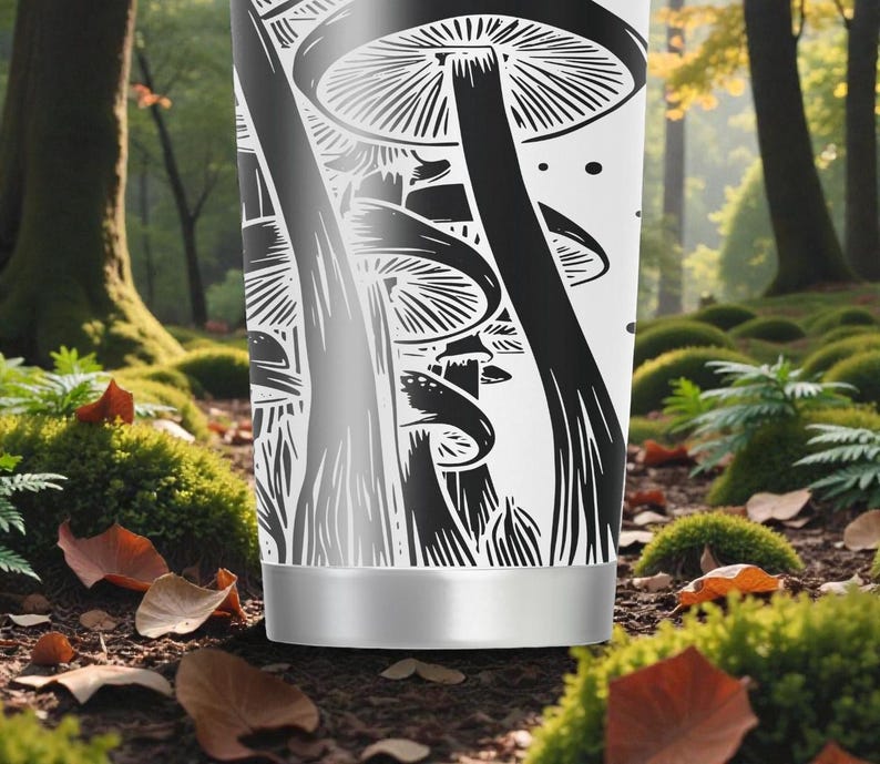 Graverad svampskog YETI Rambler isolerad rostfri stålmugg med MagSlider-lock – 20oz – Woodland Nature Cottagecore Gift bild 8