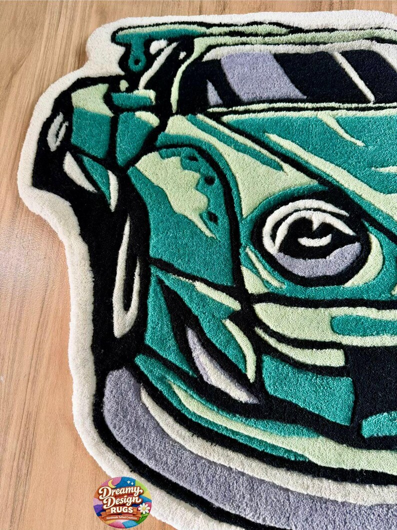 Car Brand Rug Green Sports Car Shaped Tufted Rug Handmade Racing Car Floor Mat - Etsy ...