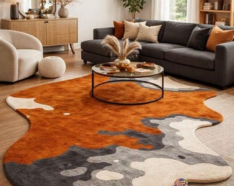 Luxury Abstract Irregular Shape Rug – Modern Hand Tufted Statement Area Rug for Entryway.