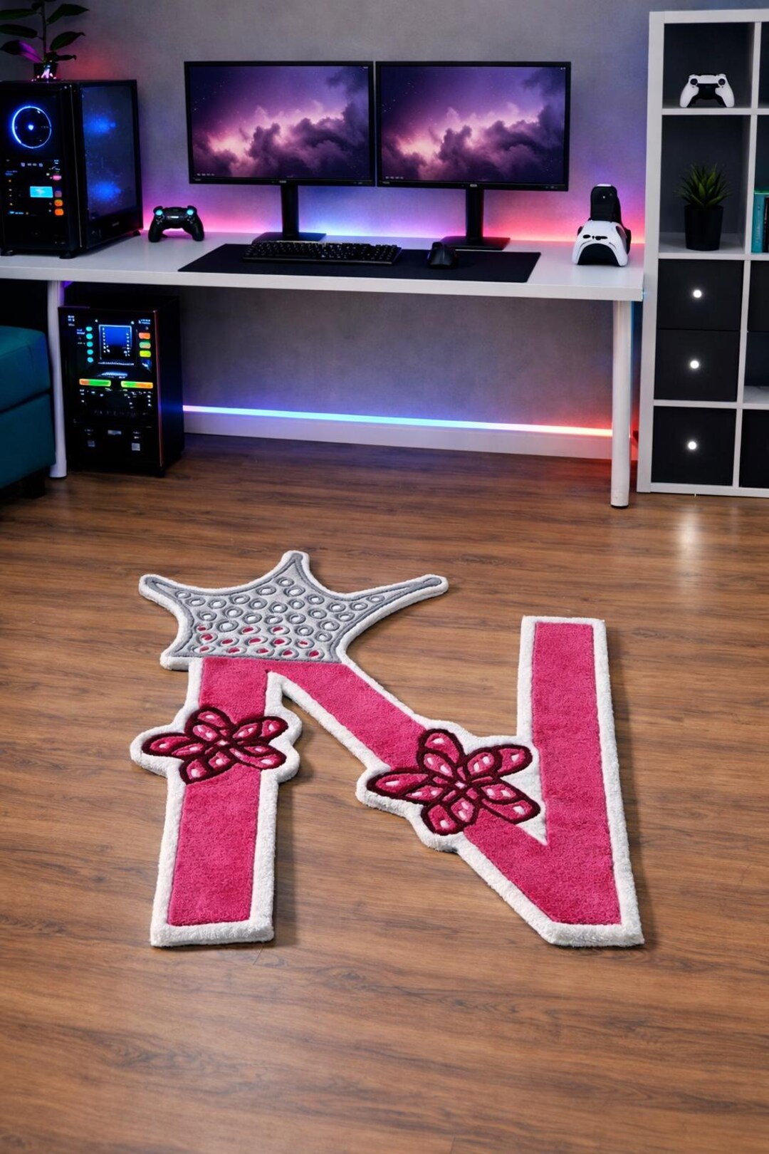 Hand Tufted Letter N Rug Pink Initial Floor Decor - Etsy