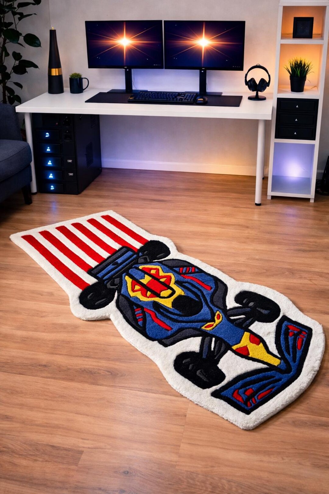 Race Car Shaped Tufted Rug Motorsport Floor Decor Statement Area Rug - Etsy