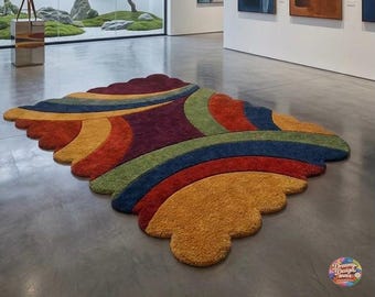 Colorful Abstract Irregular Tufted Rug – Modern Boho Living Room Carpet