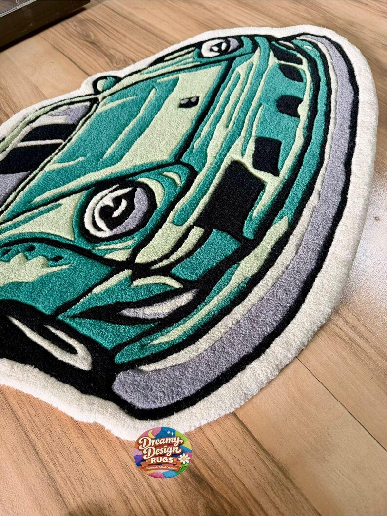Car Rug Pattern Green Sports Car Shaped Tufted Rug Handmade Racing Car Floor Mat - Etsy ...