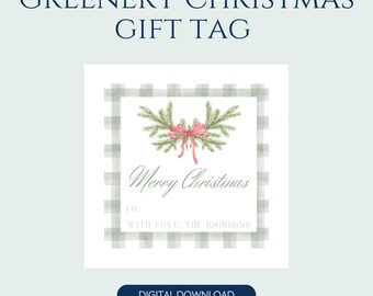 Greenery - Christmas Gift Tag Template