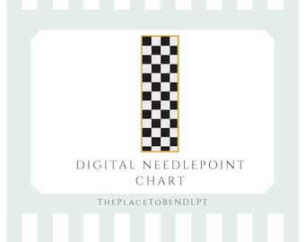 Black and White Checkered bookmark - digital needlepoint chart
