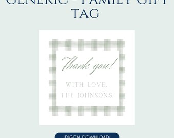 Green Gingham - Gift Tag Template