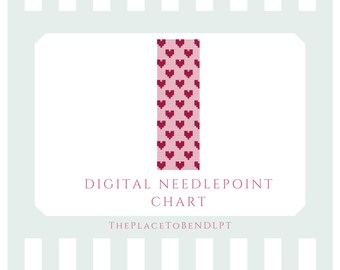Heart bookmark - digital needlepoint chart