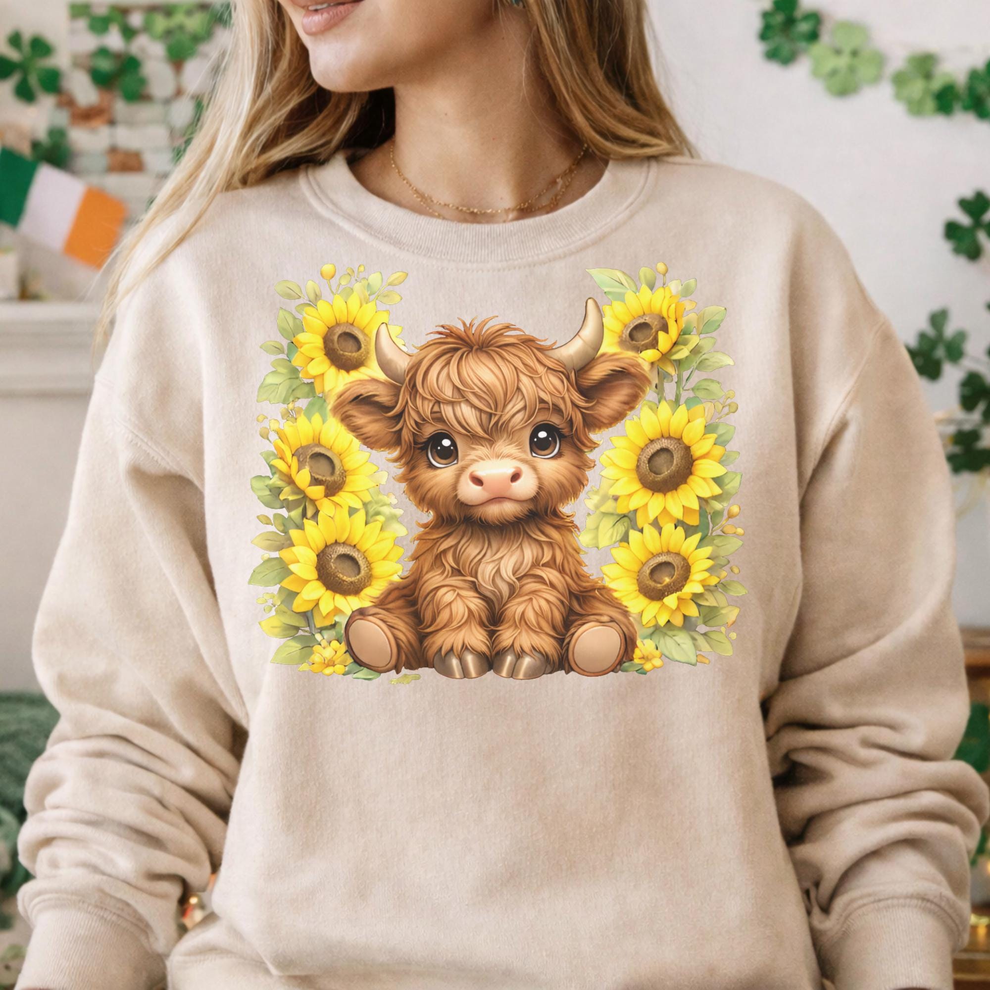 Cute Highland Cow Sunflower PNG, Cow Sublimation Design, Floral ...