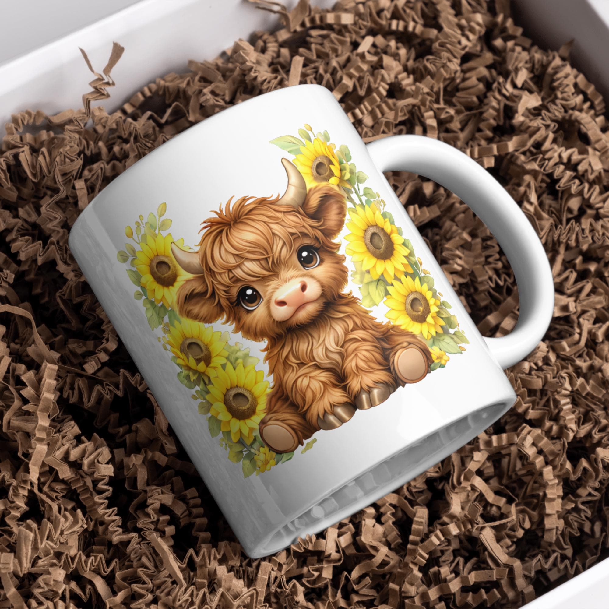 Cute Highland Cow Sunflower PNG, Cow Sublimation Design, Floral ...