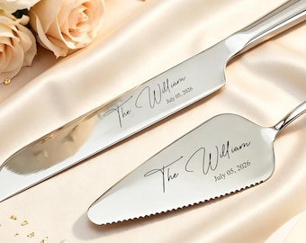 Personalized Wedding Cake Cutting Set Cake Cutter Serving Set Custom Wedding Cake Spatula Bridal Shower Gift Wedding Gift Anniversary Gift