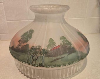 Vintage Aladdin Style 601 Log Cabin Frosted Glass Lamp Shade