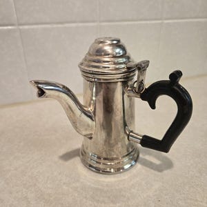 Vintage Miniature Silverplated Coffee Pot, Handmade in India, Tiny Teapot, Creamer Pitcher, Collectible Silver Plate Decor