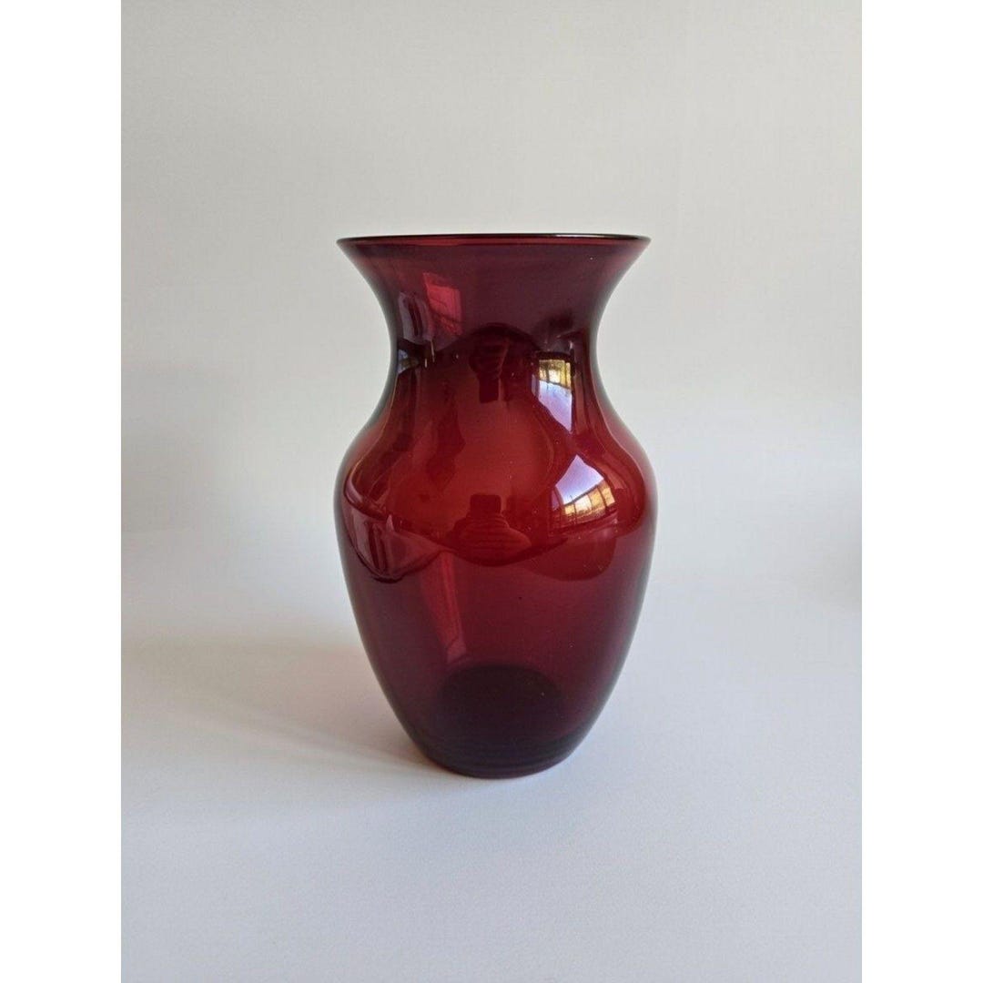 Ruby Red Glass Vase Minimalist Mid-century Style Big Decorative Vase - Etsy