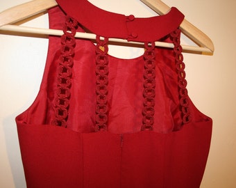 Noughties Red Dress With Slit and Loop Detail on Back