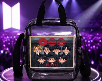 Sac de concert transparent ARIRANG personnalisé, sac à main à bandoulière approuvé pour les stades BTS (PVC imperméable)