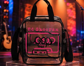 Ed Sheeran Loop Tour Clear Stadium Bag, Pink Cassette Crossbody Handbag