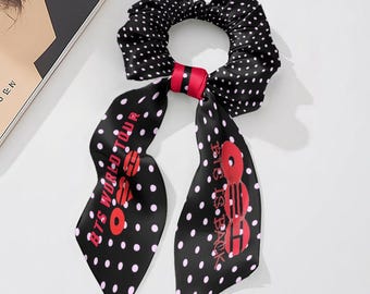 Satin Bow Hair Tie, BTS World Tour Scrunchie, Kpop Army Merch Accessory