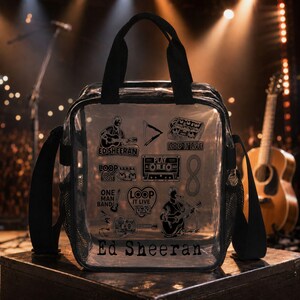 Ed Sheeran Loop Tour Clear Stadium Bag, Pink Cassette Crossbody Handbag