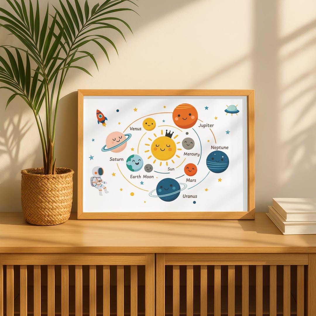 Solar System Nursery Wall Art Printable, Educational Space Poster for ...