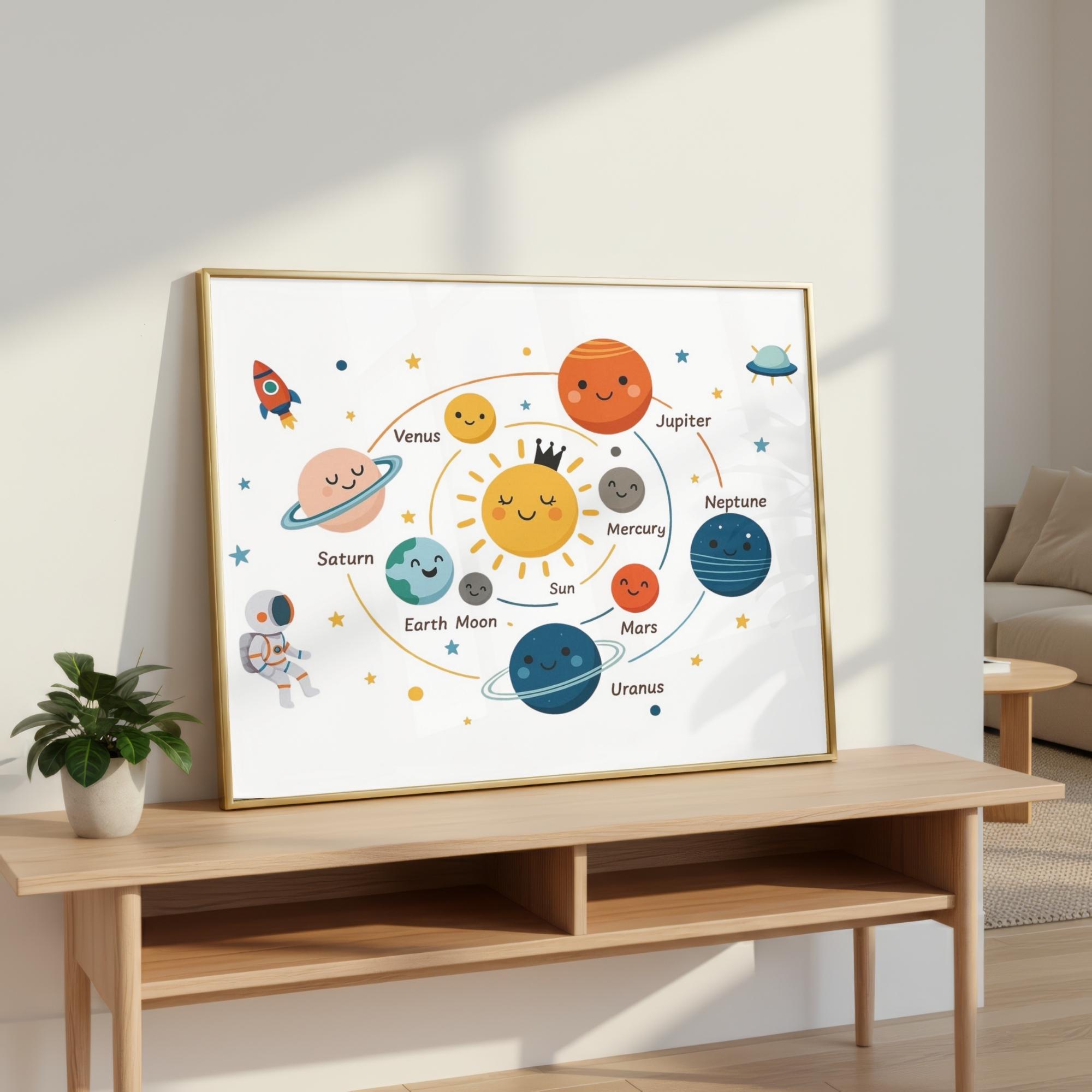 Solar System Nursery Wall Art Printable, Educational Space Poster for ...