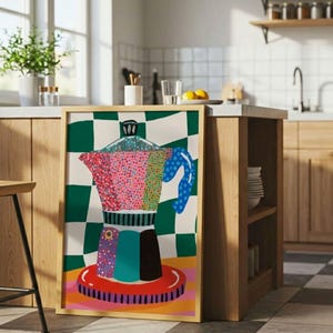 May include: A white ceramic mug with a black handle and the text "But First, Coffee" in a bold, black font. The mug is set against a neutral background, highlighting its simple design.