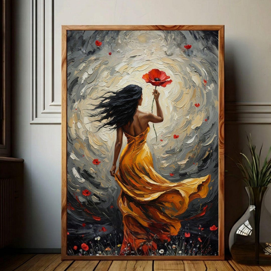 Modern Oil Painting Freedom Feminine Wall Art,calm Empowered Woman Art ...