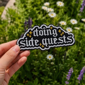 Doing Side Quests Embroidered Iron On Patch, Funny Gamer Sew On Patch, RPG Quote Jacket Backpack Hat Patch Gift