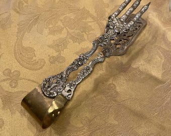 Pinzas de servir vintage Ugo Bellini de latón con forma de garra de pájaro / 21,5 cm (8,5 pulgadas) Garra ornamentada