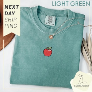 Comfort Colors® Embroidered Apple T-Shirt, Backyard Farming, Vegetable Patch, Exotic Fruit, Mini Patch, Summer Patch, Apple Theme