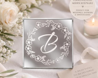 Decoración de boda con espejos personalizados / Números de mesa, nombres y fecha personalizados / Tarjetas de lugar grabadas / Despedida de soltera / Aniversario