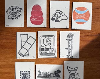 Linocut Mini Print | Block Print | Vending Machine Print