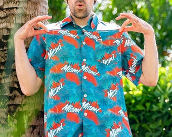 Camisa de fiesta de manga corta para hombre Dixxon Miami Vice, talla 5XL (tallas grandes), nueva con etiquetas.