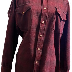 Pendleton vintage bordeauxrode wollen westernhemdjas, drukknoop, heren medium