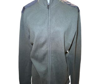 Victorinox Swiss Army Full Zip Sweater, Elbow Patches, Olive Green, Men's Large
