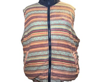 H. Valentino Vintage Southwestern Quilted Vest, Western Tribal, Men's XL