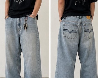 Joker Y2K Baggy Jeans Light Wash Vintage Streetwear Skater, Men's 44x32