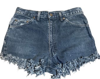 Big John Japan Vintage Denim Cutoff Shorts, Raw Hem High Rise, Rare, Women's 32