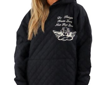 Sudadera acolchada "Lie Not For Love" para niño, talla grande, color negro, talla única.