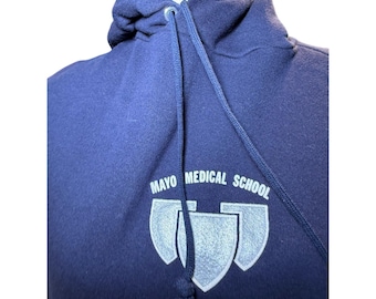 Mayo Medical School Vintage Hoodie, Made in USA, Navy, Unisex Size XL