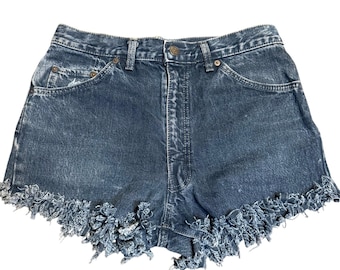 Pantalones cortos vaqueros vintage Big John Japan, tiro alto y bajo sin rematar, talla 32 para mujer